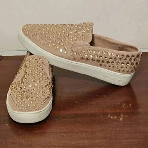 Michael Kors Dusty Pink Jeweled Stretch knit Sneakers Size 7